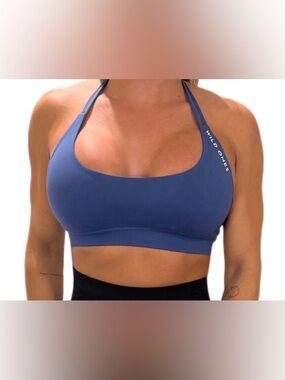 Blue Halter Sports Bra